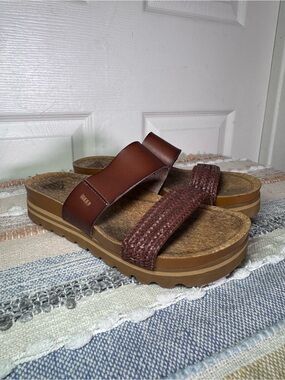 Reef Brown Two-Strap Platform Sandals